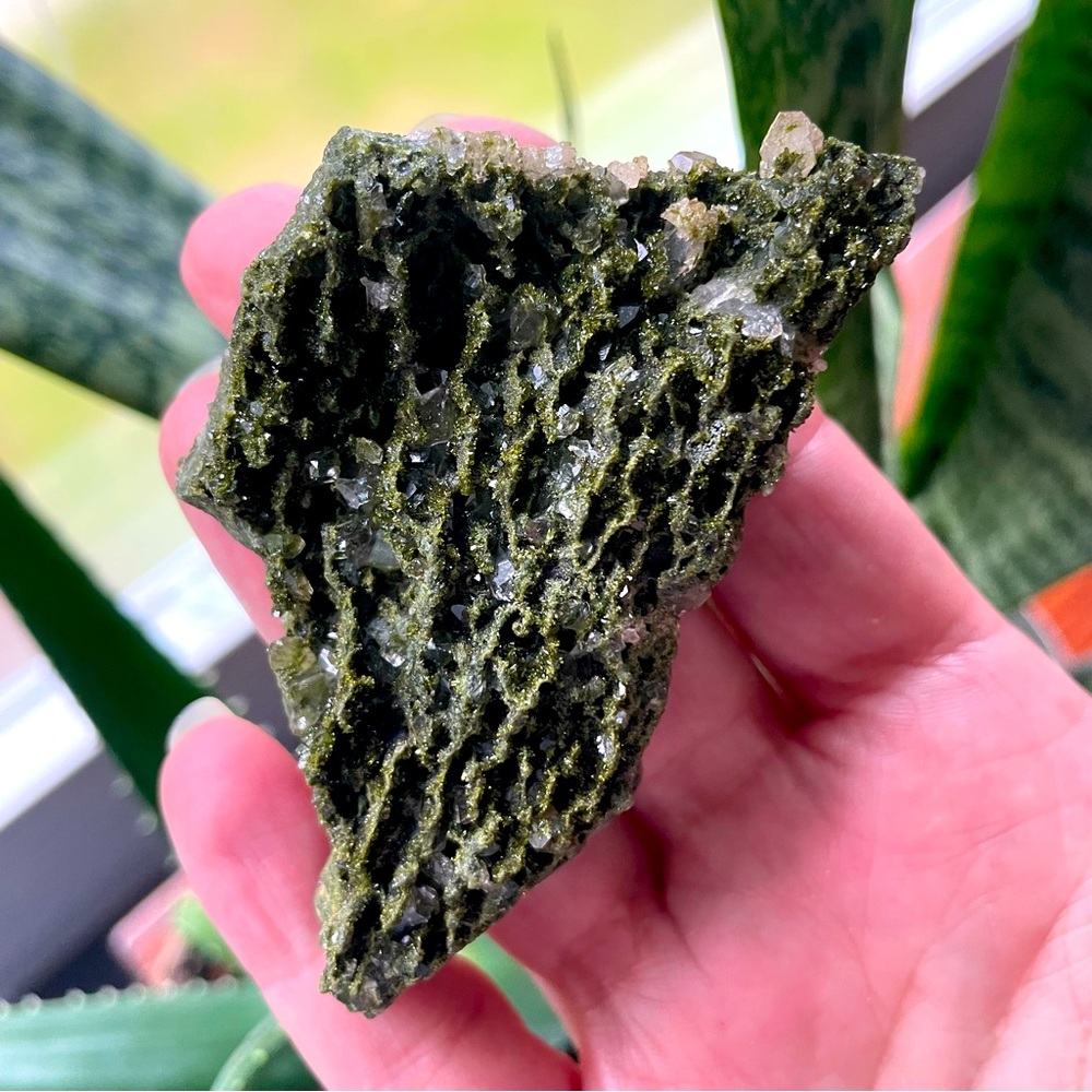 Forest fairy epidote in Quartz from Turkey